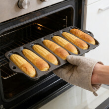 Garden Sanctuary 7-Cavity Cast Iron Corn Bread Pan - Dual Handle, Pre-Seasoned for Cornbread & Muffins