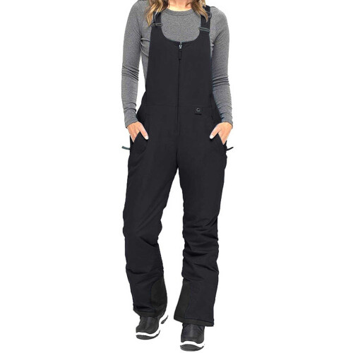 Macacão de esqui feminino com isolamento térmico, sem mangas e com alças ajustáveis, compatível com esqui e snowboard. 1