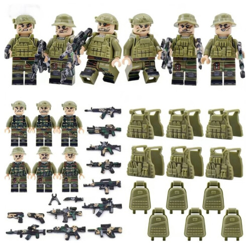 6 PCS Small Building Blocks Special Forces Green Figures