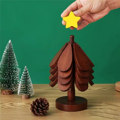 Kitchen Insulation Mat Christmas Tree Shaped Solid Wood Dining Table Anti Scalding Coasters Pot Mat Home Decoration B 1