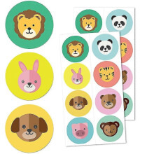 Autocollants Animaux (Chien, Lapin, Singe, Lion, etc.) - 10 Feuilles, 80 Pices