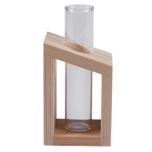 Crystal Glass Test Tube Vase in Wooden Stand Flower Pots for Hydroponic Plants Home Garden Decoration