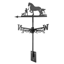 Metal Weathervane Farmer and Horse Mount Weather Vane Wind Direction Indicator
