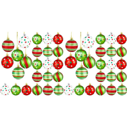48 Enfeites de Bola de Árvore de Natal de 2,4 Polegadas, Decorações de Plástico Brilhantes para Pendurar para Decoração de Natal
