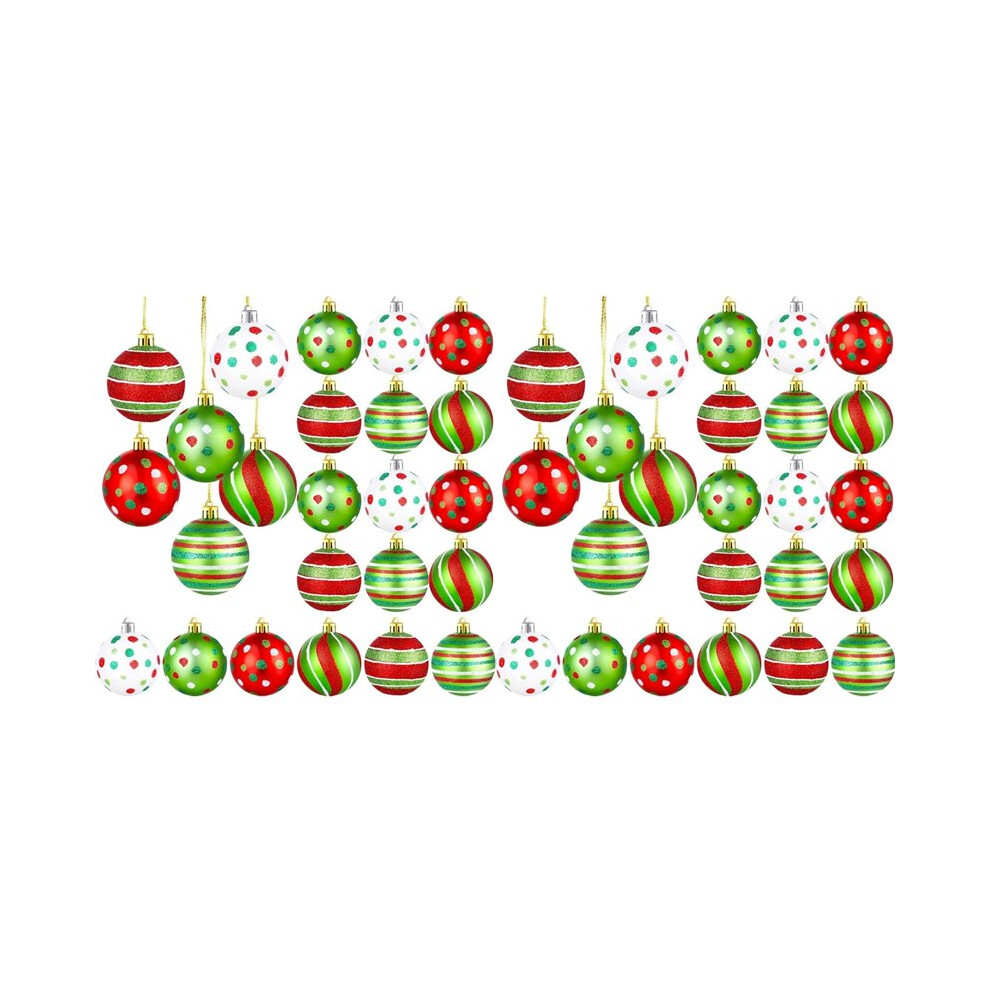 48 Pcs Christmas Tree Ornaments 2.4 Inch Glittering Plastic Hanging Decorations For Xmas Decor 6033180808825