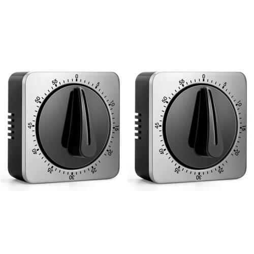 2X Kitchen Timers for Cooking, Chef Cooking Timer Clock with Loud Alarm,Mechanical Desk Timer - No Batteries Required