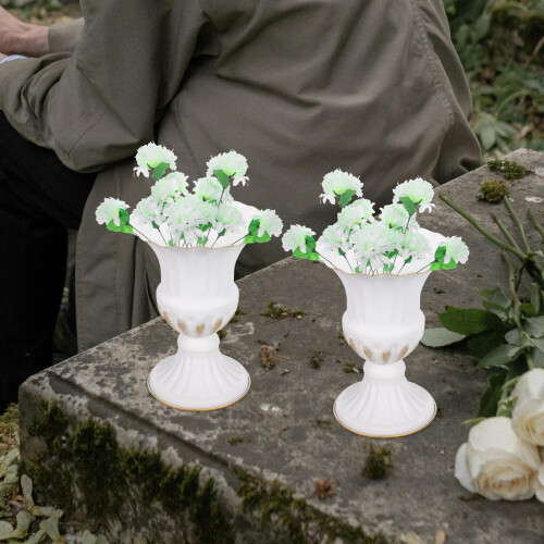 2pcs Commemorative Vase Iron Holder For Grave Side Decoration 2