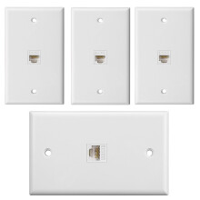 4-Pack 1-Port Ethernet Wall Plate, Jack Wall Plate with RJ45 Female to Female Inline Coupler Insert