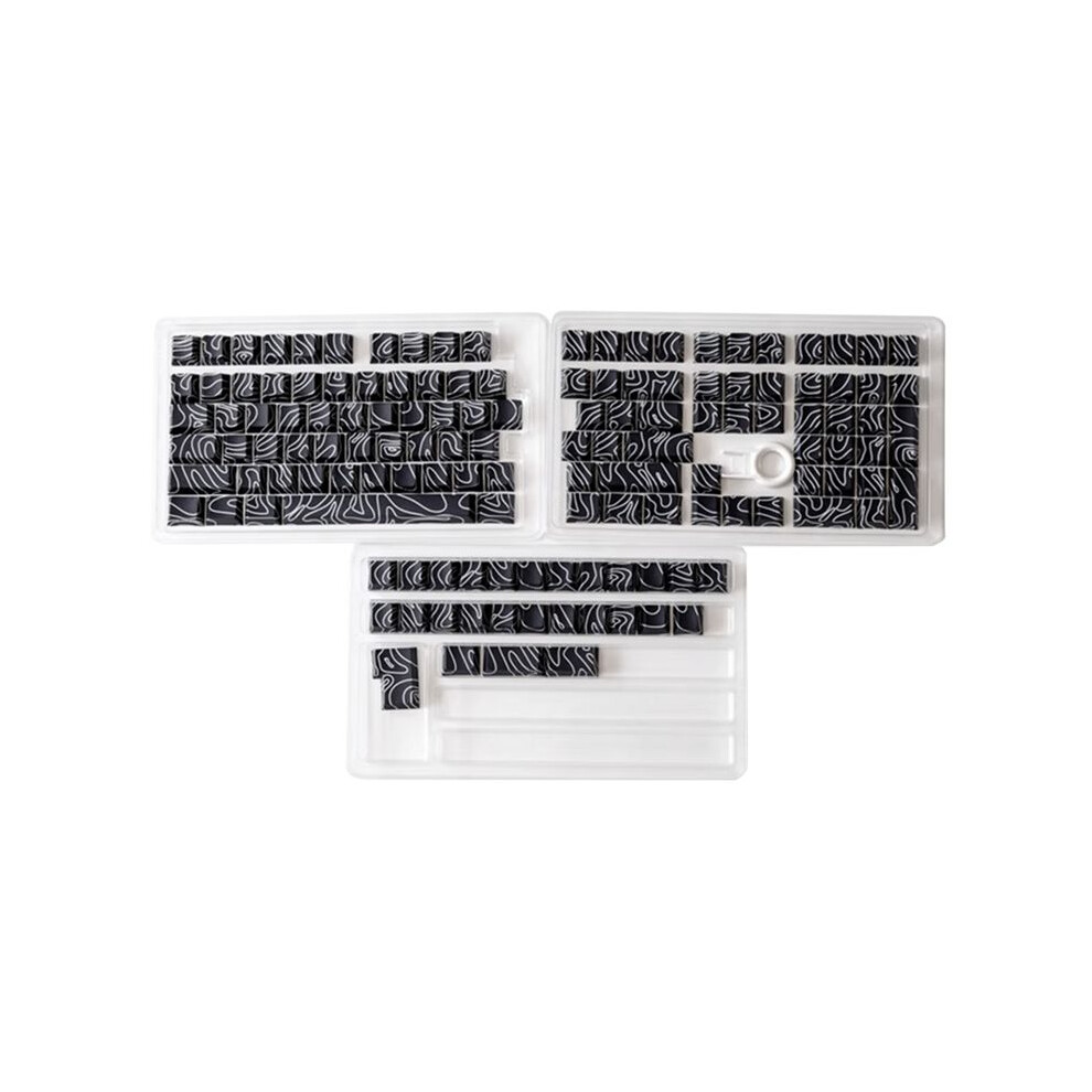 131 Keys Pbt Keycaps Set Thermally Sublimated Side Engraved Transparent Keycaps For Gaming Keyboard Black 6032950693395