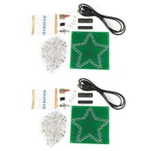 2X Conjunto de Solda de Kit Eletrônico DIY, Estrela de Cinco Pontas Colorida, Kit de Placa de Circuito de Luz de Letreiro Piscando, Sem Casca