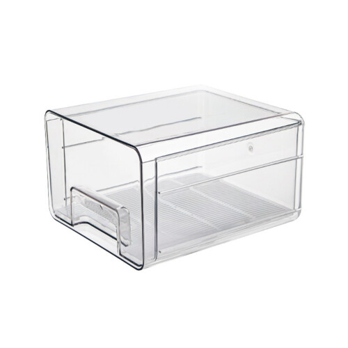 Plastic Fruit Vegetable Storage with Drainer Fridge Organizer Keep Fresh Food Container ,Single Layer