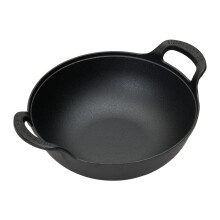 Garden Sanctuary Versatile Dual Handles Cast Iron Wok, 36cm Dia