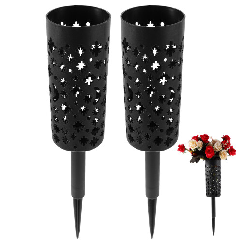 2 Stycken Gravvas Med Stång För Blomsterarrangemang 1