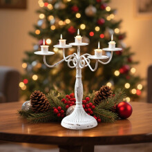 Candelabro vintage a 5 bracci in ferro – Elegante centrotavola per la sala da pranzo, robusto candeliere in metallo per un'atmosfera retrò, 32,5