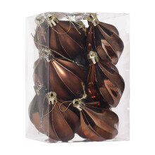 Christmas Tree Ornaments, 12 PCS Plastic Starpeach Shaped Christmas Balls, For Family Festivals Wedding Party Ornaments and Christmas Gifts (Coffee)