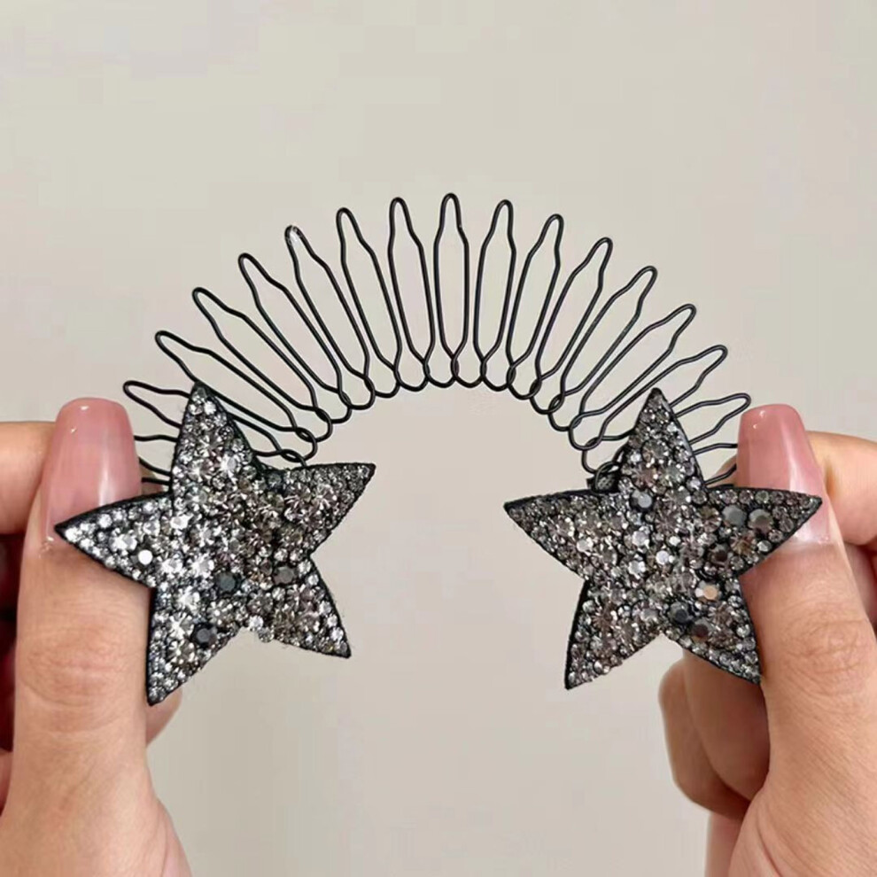 Roc-Electron Black (Black) U-Shape Rhinestone Hair Comb For Girls - 50 Char
