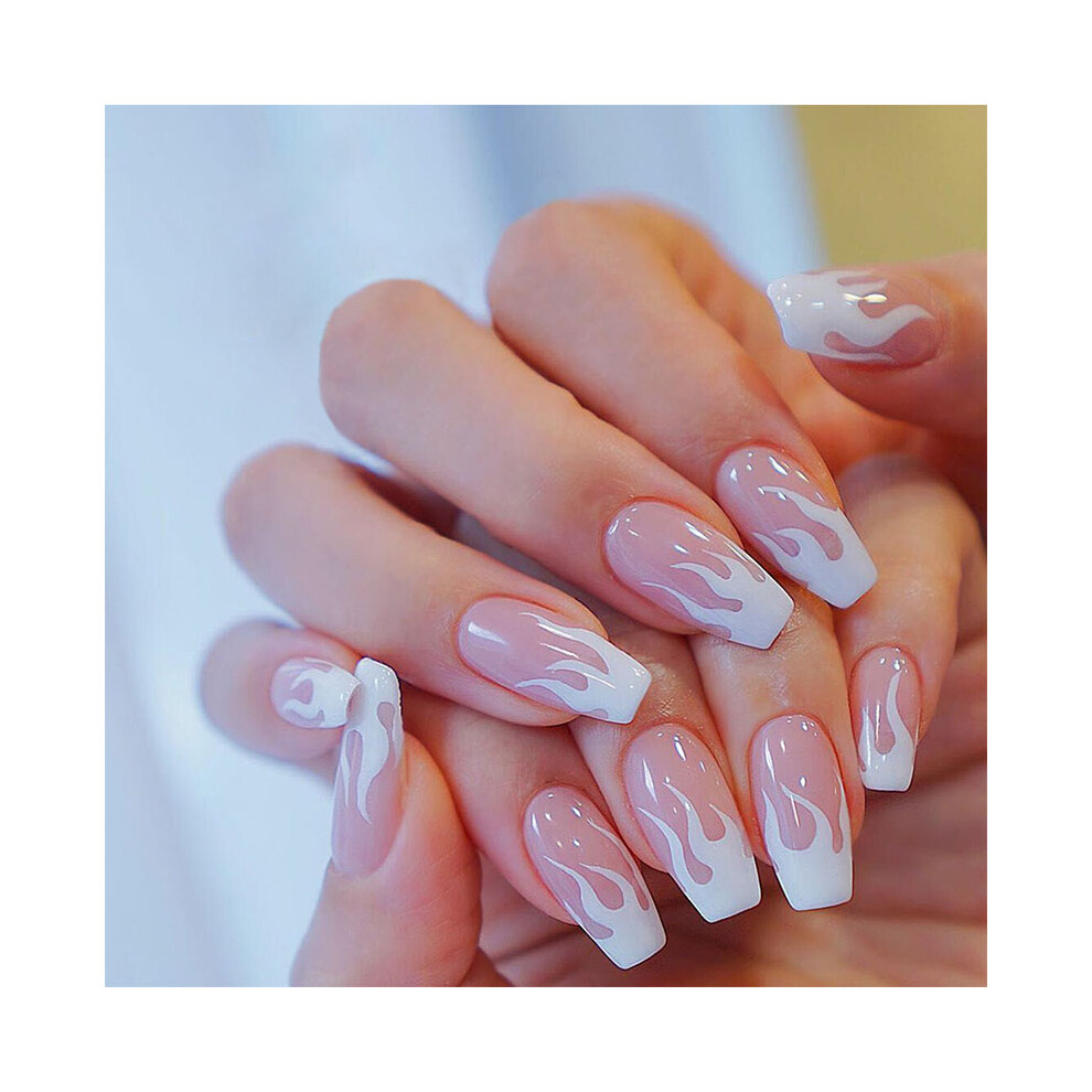 Roc-Electron Pink 24Pcs Flame Ballet Fake Nails