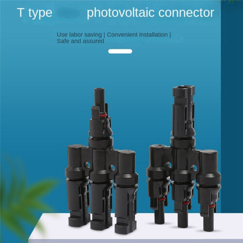 Photovoltaic Connector T-Type Four-Way One-Point Four-Way Conversion Connector Solar Panel Assembly Parallel Plug 2