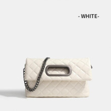 (White, 29*7*19cm) 2026 New Women's Bag Classic Quilted Chain Shoulder Crossbody Foldable Bag Small Fragrance Style Handbag