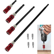 Drill Extension Bit Holder 4Pcs - 12'' Magnetic Drill Screwdriver Bit Holder Bar Chuck Adapter Exten