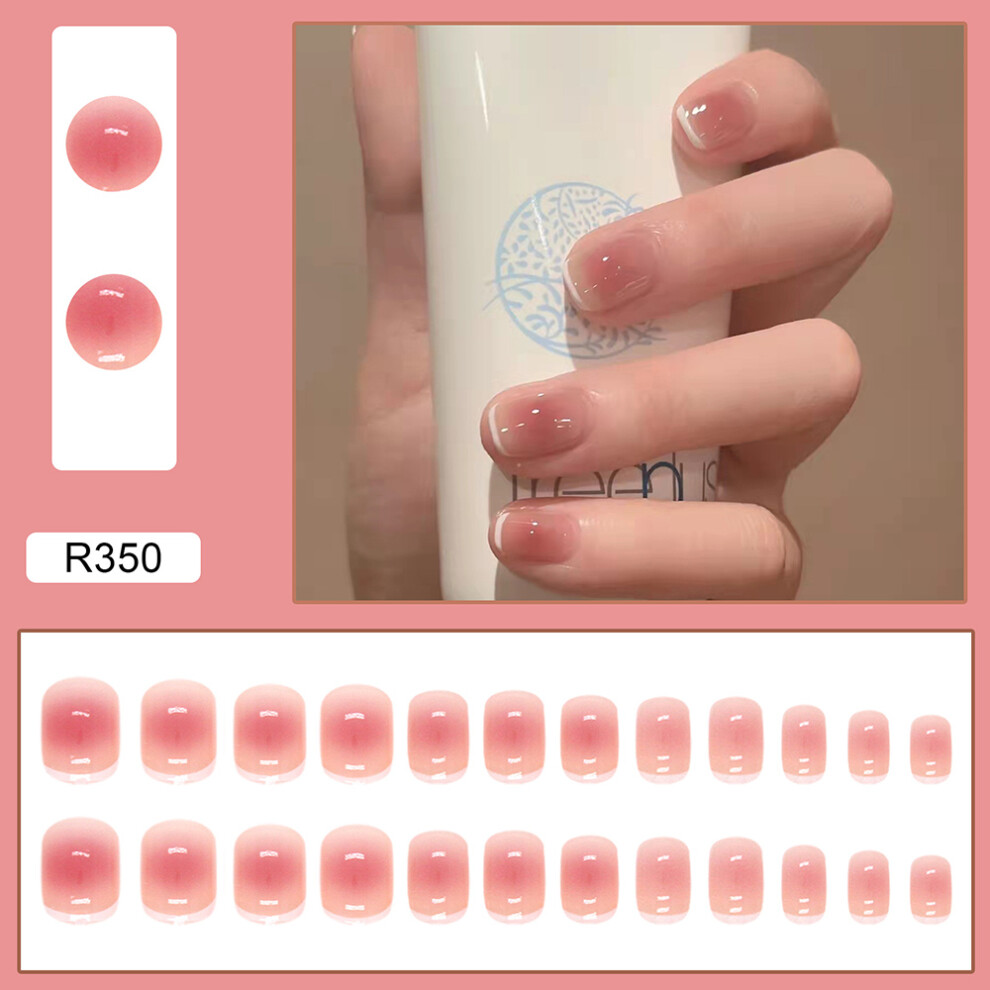 Roc-Electron Pink (Jelly Glue Model) 24Pcs Short Glossy False Nails