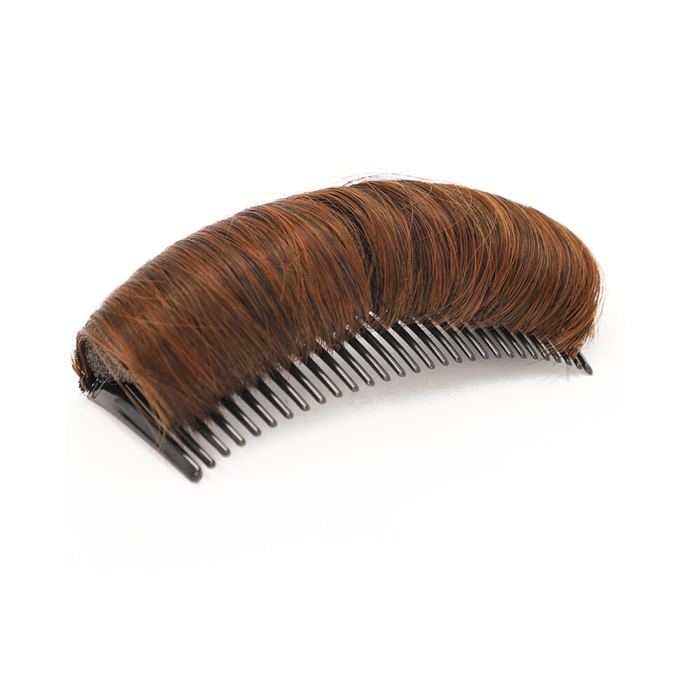 Roc-Electron Light/Brown ( Extended) Fluffy Hair Pad W/ Wire Comb - Invisible Wig Cushion