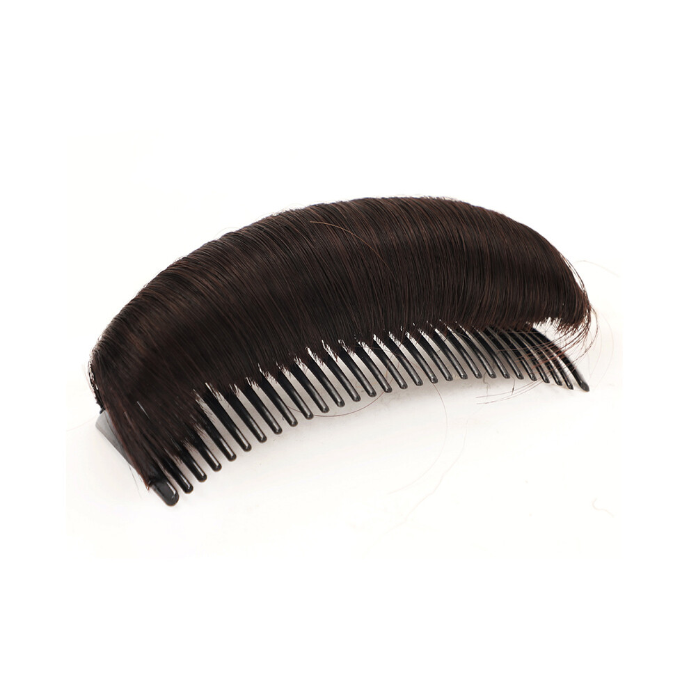 Roc-Electron Black (Brownish Extended) Fluffy Hair Pad W/ Wire Comb - Invisible Wig Cushion