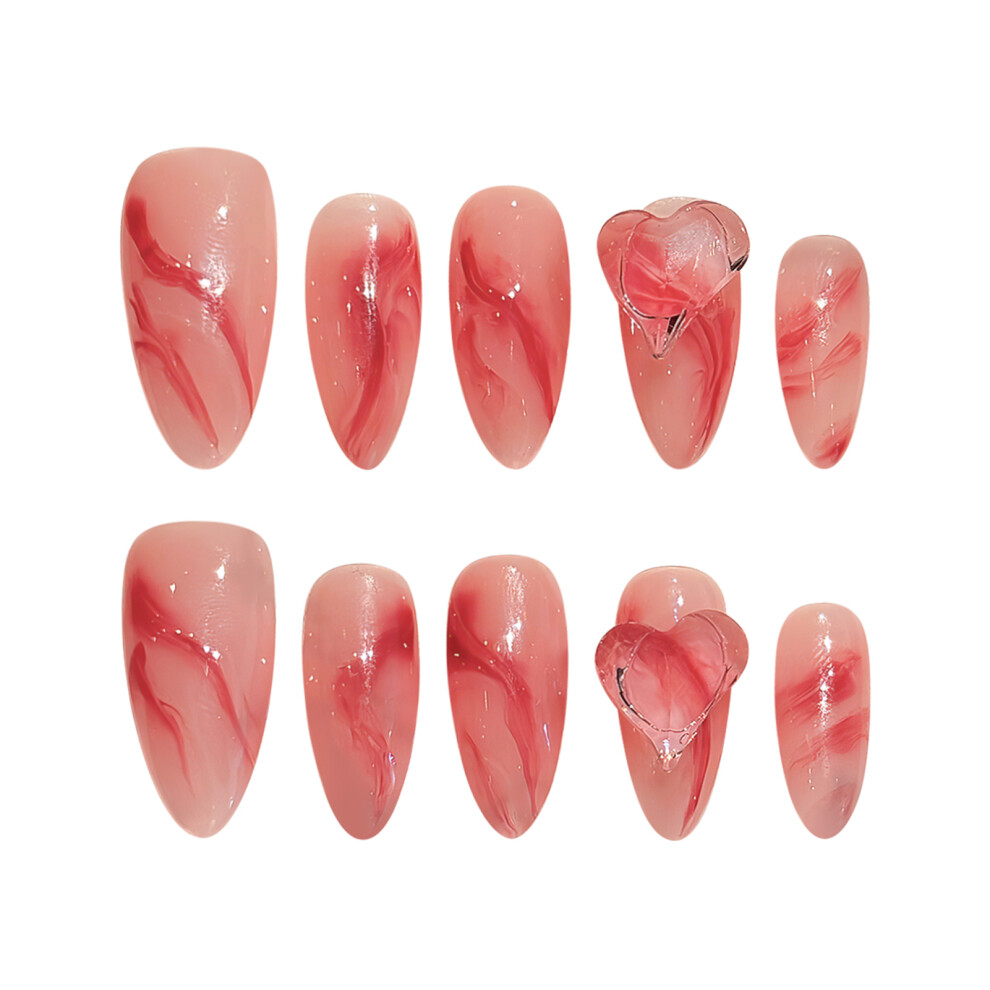 Roc-Electron (Xs) Heart Decor Press-On Nails, Sweet & Reusable