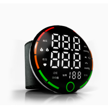 Wrist Blood Pressure Monitor Rechargeable Home Use With Large Display Smart Color Indicators