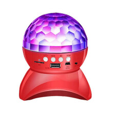 (11cm, red) Led Disco Ball Bluetooth Speaker, 360 Degree Rotating, Creative Gift, Durable Abs, 3w, 100hz-20khz, Night Light