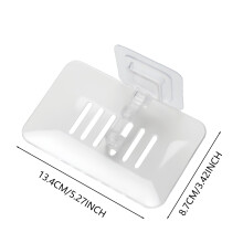 (Transparent White) Reusable Plastic Soap Box for Bathroom & Kitchen
