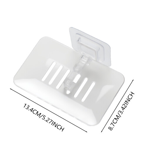 (Transparent White) Reusable Plastic Soap Box for Bathroom & Kitchen