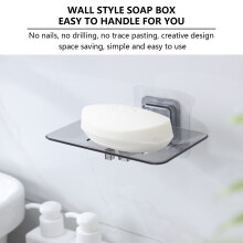 (Transparent black) Reusable Plastic Soap Box for Bathroom & Kitchen