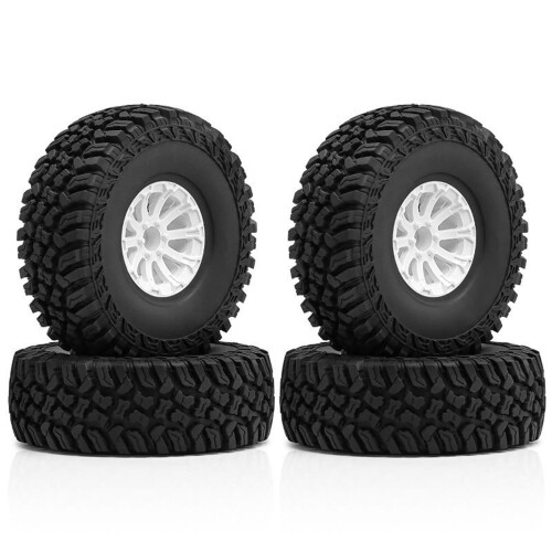 4X White RC Crawler Wheels 1/10 Scale Wheel Hub Replacement for Secure Mounting and Custom Builds 2