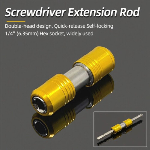 2pcs Portable Screwdriver Bit Holder Double  Extension Rod Quick Release 1/4inch Hex Screw Adapter Socket 2