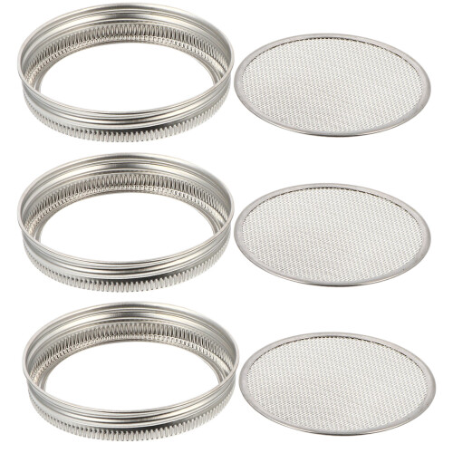 3Stk Edelstahldeckel Für Keimgefäße Silber Sprouting Lids Küchenfilter 2