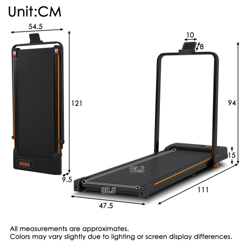 Folding Treadmill with Handrail 1-10km/h Adjustable Incline Home Running Machine 1