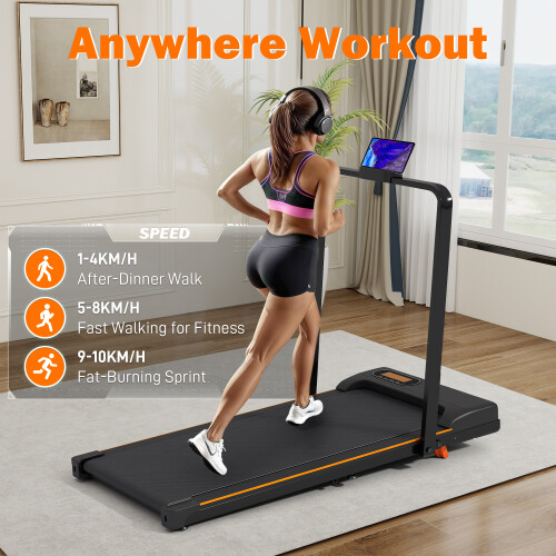 Folding Treadmill with Handrail 1-10km/h Adjustable Incline Home Running Machine 2