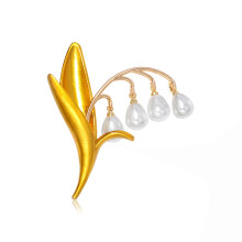 Elegant Pearl Flower Wind Bell Tassel Tassels Brooch Fashion Brooches for Women Chain Pin Jewelry
