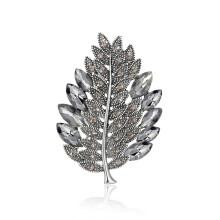 Spilla con Decorazione nel Metallo Antico Vintage Foglia di Strass di Cristallo per Donna