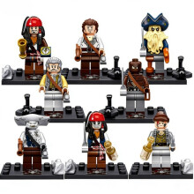 8 PCS Captain Jack Sparrow Will Turner Pirates of the Caribbean Building Blocks Toys for Kids