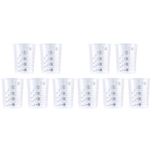 10Pièces Gobelets Mesure Plastique 600Ml Transparent À Usage Unique 2