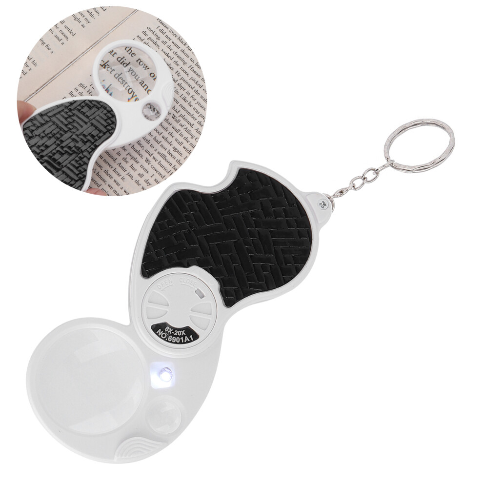 Black 8X 20X Illuminated Pocket Magnifier With 50Mah Battery,