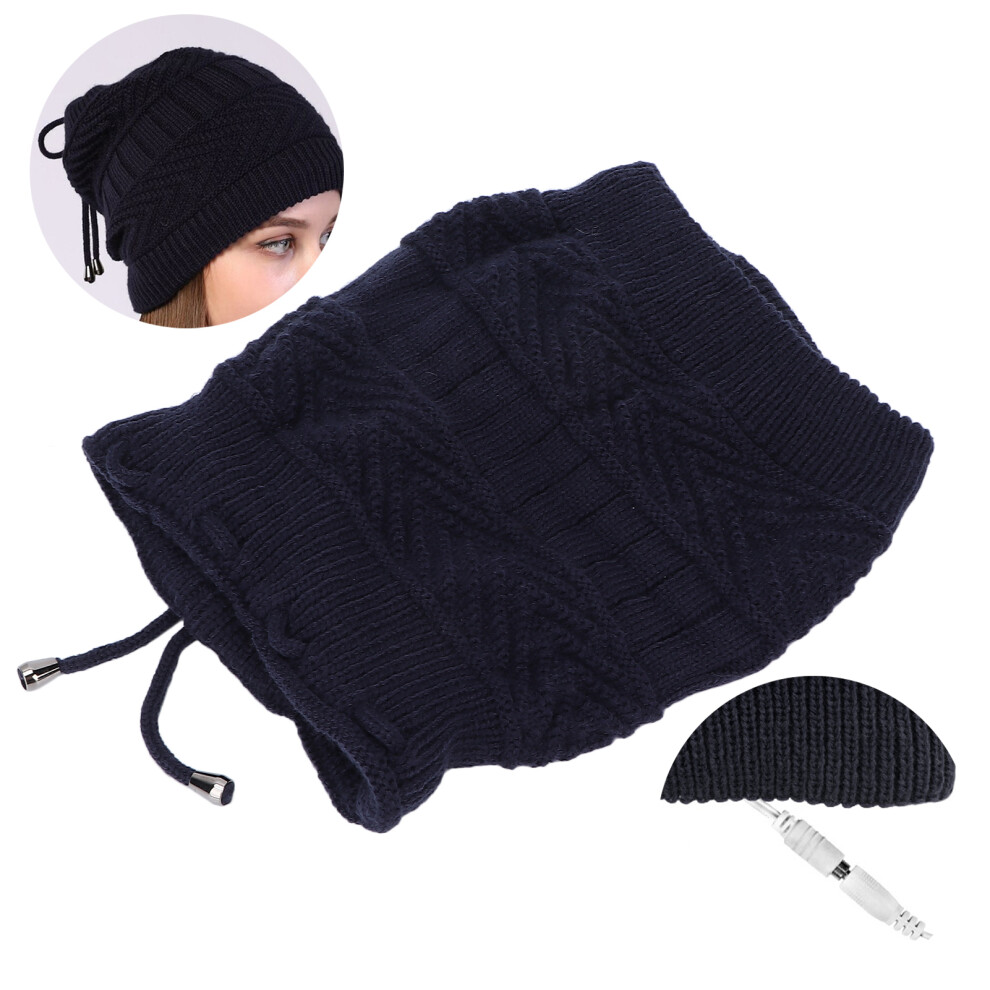 USB Heated Knitted Beanie Hat Scarf