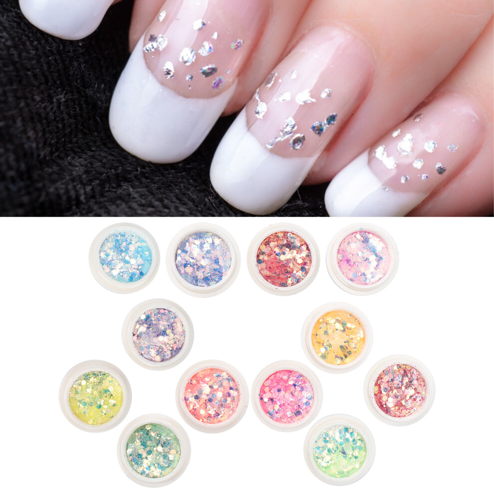 12 Boxes Nail Art Sequins Glitter Flakes for DIY Manicure | Dazzling Color Shift