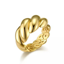 Bague femme tressée en croissant, style dôme épais, empilable, or, taille 8