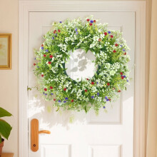 Tavaszi ajtókoszorú - Műzöld girland, valósághű lombozat, beltéri/kültéri használatra, 35 cm, fakulásálló, télről tavaszig átmenetet