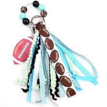 Reusable Sports Keychain with Symbol and Textured Beads