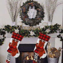 Grandi calze di Natale per la decorazione – Calze di Natale grandi, decorazioni per caminetto, porta regali spaziosi, motivo classico –