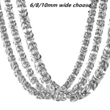 Modieuze armband of halsketting van roestvrij staal met Byzantijnse schakels van 6/8/10 mm (6 mm - 9 inch)